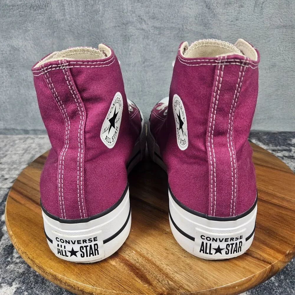 Converse CTAS Lift Hi Platform Shoes Womens 9.5 Berry Red White Canvas High Top